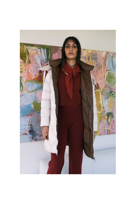 ANORAK BICOLOR BEIGE CON CAPUCHA.