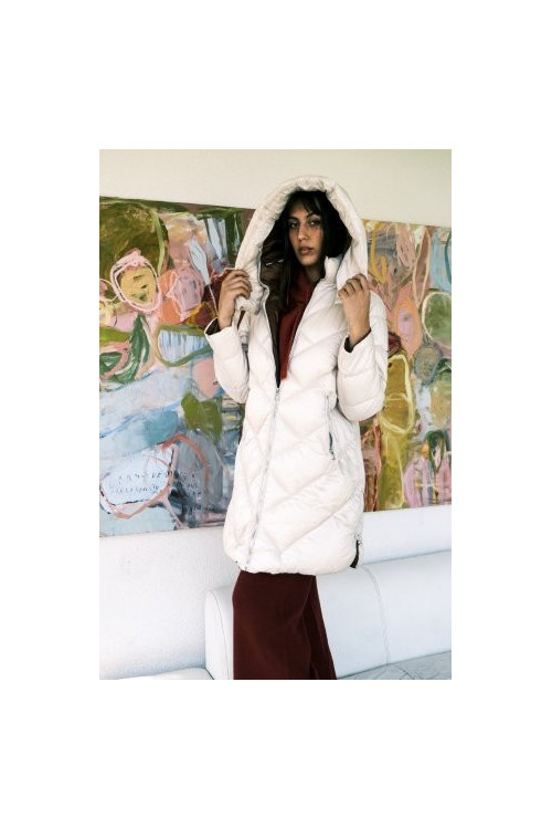 ANORAK BICOLOR BEIGE CON CAPUCHA.