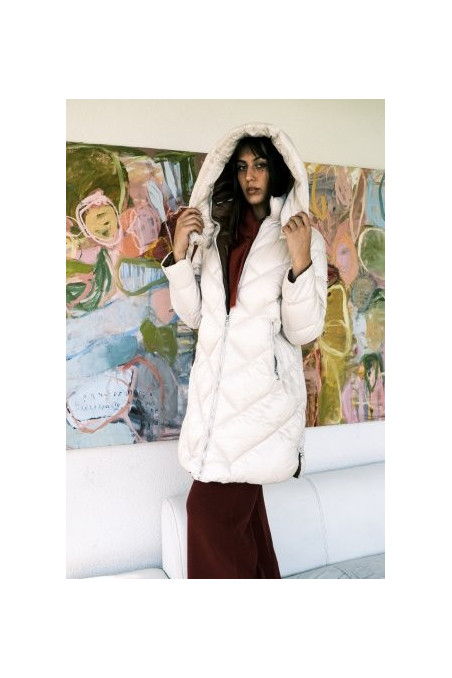 ANORAK BICOLOR BEIGE CON CAPUCHA.