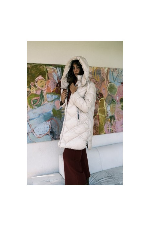 ANORAK BICOLOR BEIGE CON CAPUCHA.