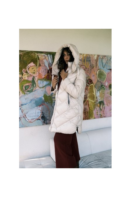 ANORAK BICOLOR BEIGE CON CAPUCHA.