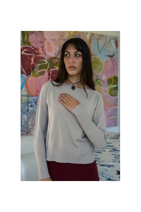 JERSEY CUELLO CERRADO BEIGE