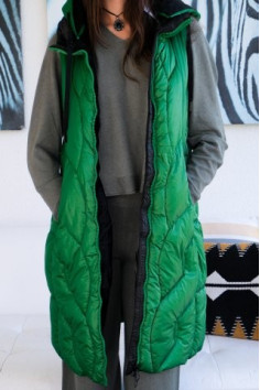 CHALECO LARGO ACOLCHADO VERDE 2