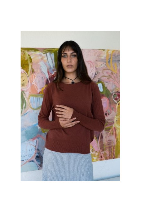 JERSEY CUELLO CERRADO TEJA