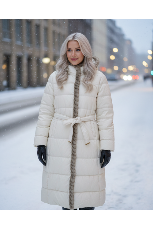 ANORAK BEIGE CINTURÓN Y PELO