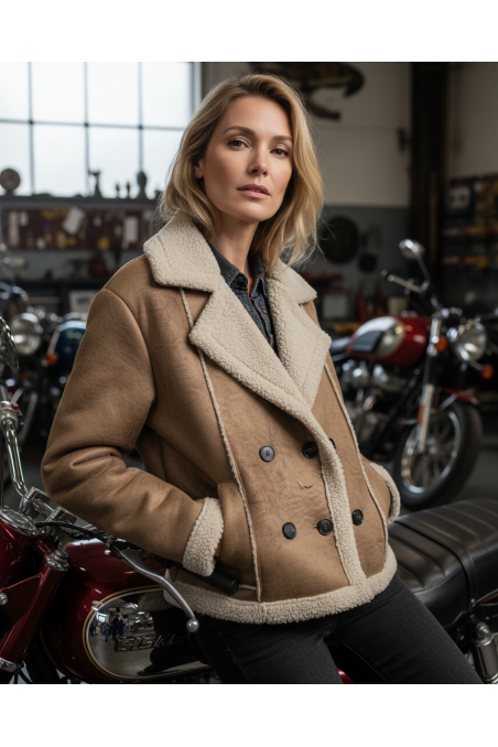 CHAQUETA BEIGE BORREGUILLO