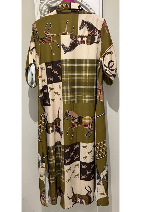 VESTIDO VERDE CABALLOS