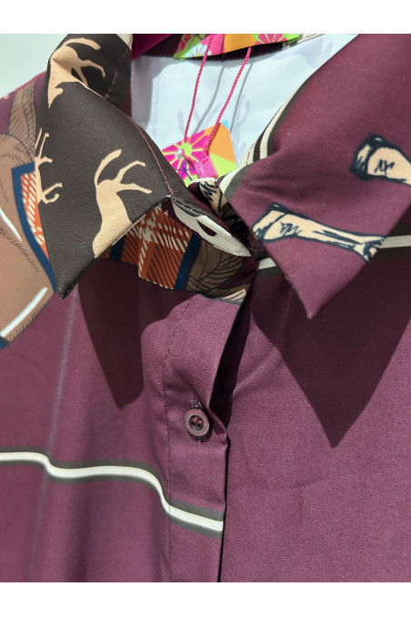 VESTIDO BURDEOS CABALLOS