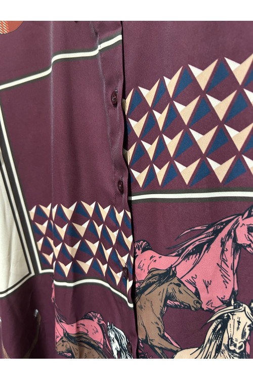 VESTIDO BURDEOS CABALLOS