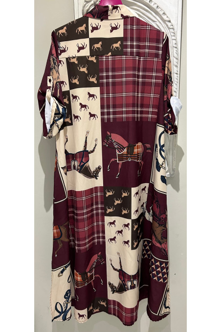 VESTIDO BURDEOS CABALLOS