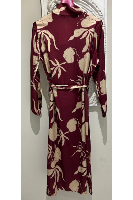 VESTIDO FLORES BURDEOS