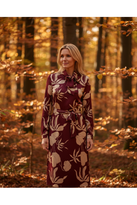 VESTIDO FLORES BURDEOS