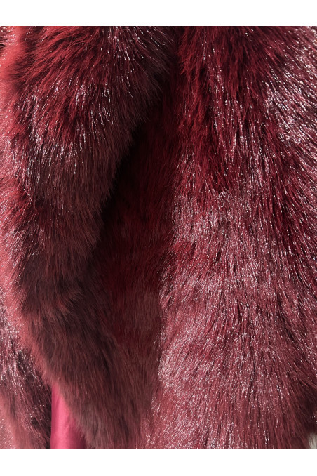 CHAQUETA PELO CAPUCHA BURDEOS