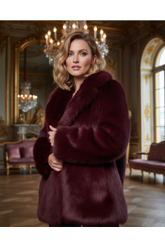 CHAQUETA PELO CAPUCHA BURDEOS