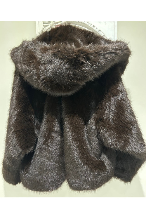 CHAQUETA CAPUCHA PELO MARRÓN