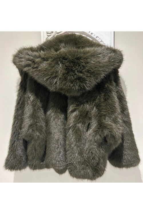 CHAQUETA CAPUCHA PELO VERDE