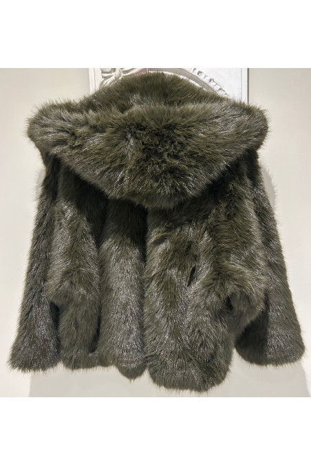 CHAQUETA CAPUCHA PELO VERDE