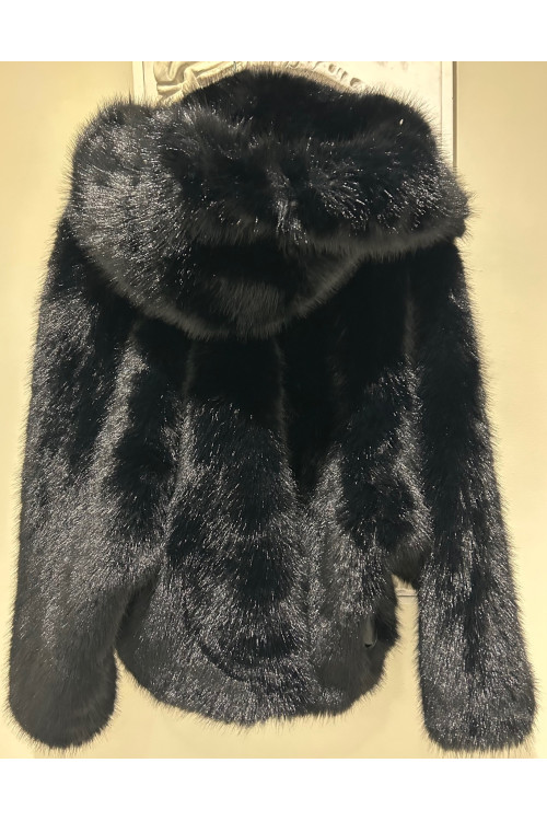 CHAQUETA CAPUCHA PELO NEGRO