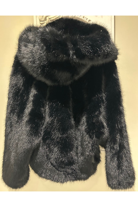 CHAQUETA CAPUCHA PELO NEGRO