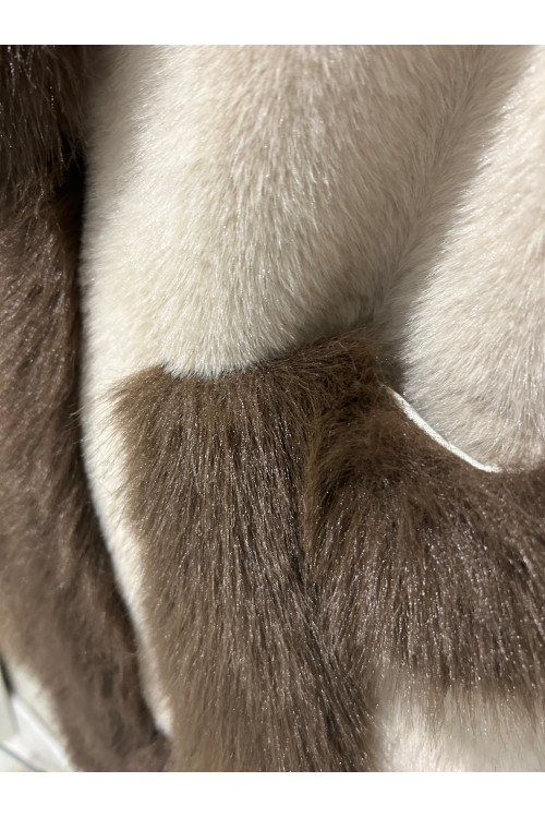 CHAQUETA PELO BICOLOR BEIGE MARRÓN