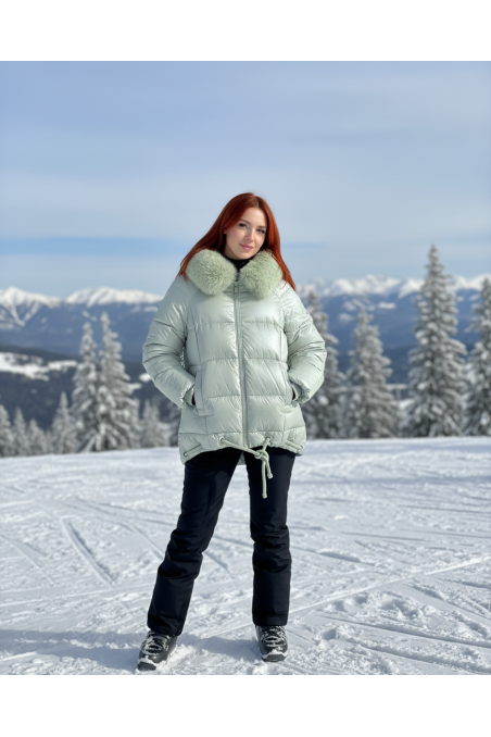 PARKA CORTA CON CAPUCHA TURQUESA