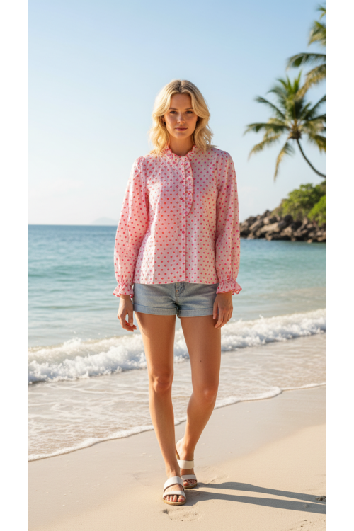 CAMISA CORAZONES ROSA