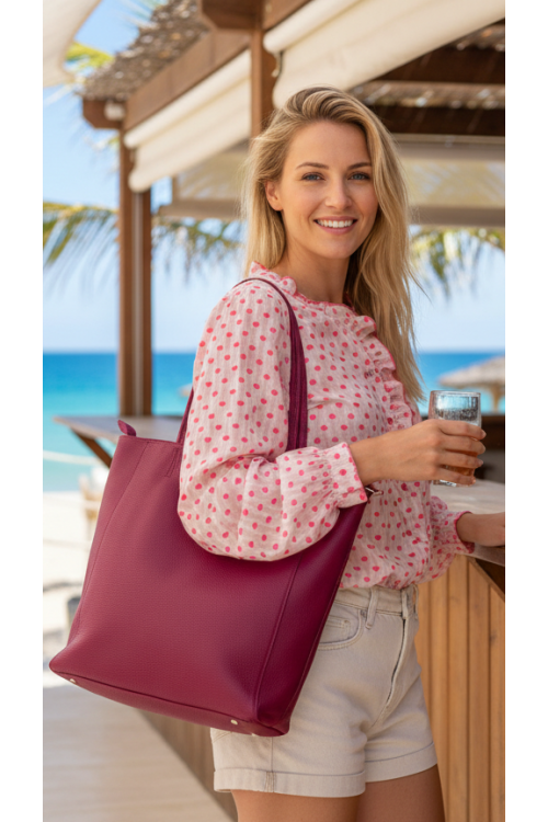 BOLSO PIEL FUCSIA