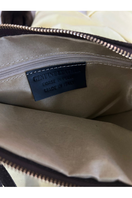 BOLSO SERRAJE MARRÓN TACHUELAS