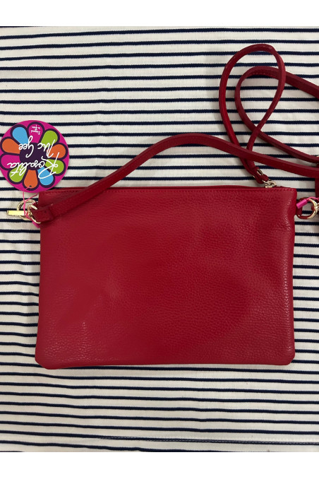 BOLSO PIEL BANDOLERA ROJO