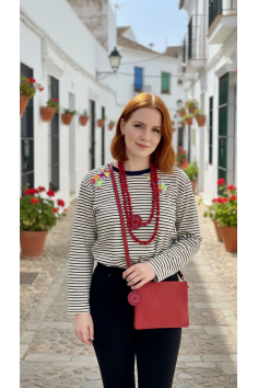 BOLSO PIEL BANDOLERA ROJO 2