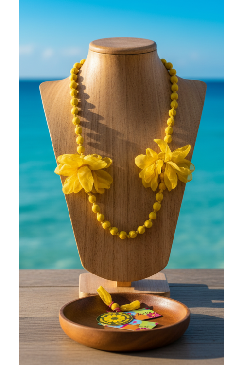 COLLAR BOLAS FLORES AMARILLO