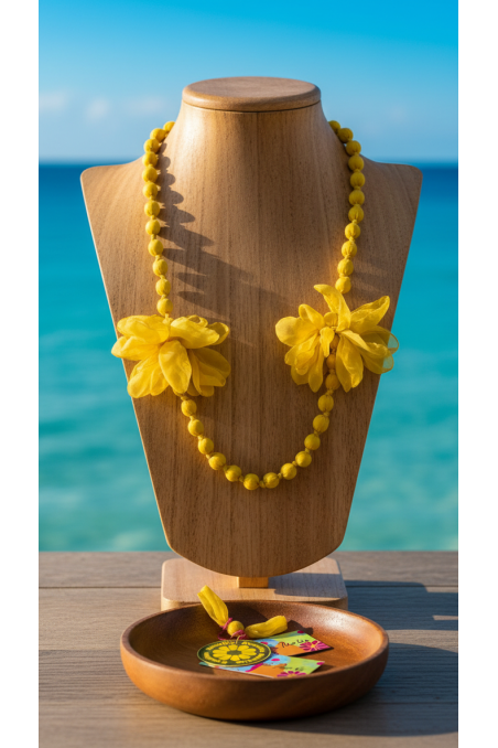 COLLAR BOLAS FLORES AMARILLO