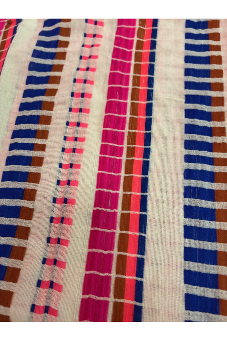 VESTIDO JACQUARD BLANCO/FUCSIA