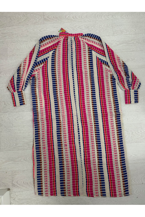 VESTIDO JACQUARD BLANCO/FUCSIA