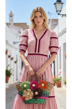 VESTIDO RAYAS ROSA 2