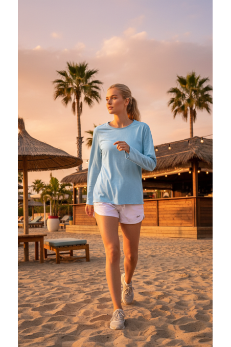 CAMISETA LISA CELESTE