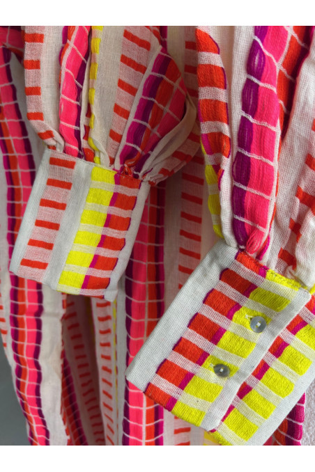 VESTIDO JACQUARD HUESO NARANJA