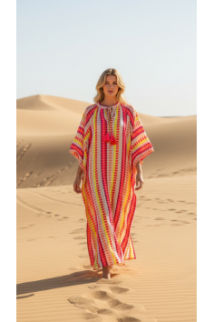 VESTIDO JACQUARD HUESO NARANJA