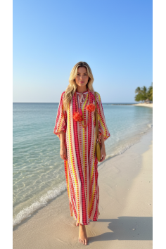 VESTIDO JACQUARD HUESO NARANJA 2