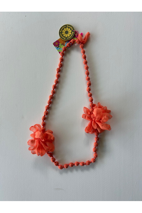 COLLAR BOLAS FLORES NARANJA