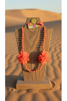 COLLAR BOLAS FLORES NARANJA