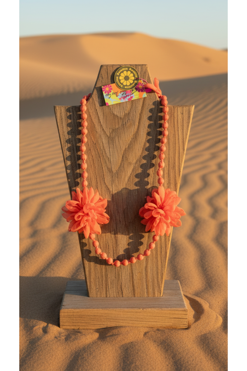COLLAR BOLAS FLORES NARANJA