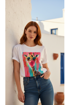 CAMISETA BLANCA JIRAFA