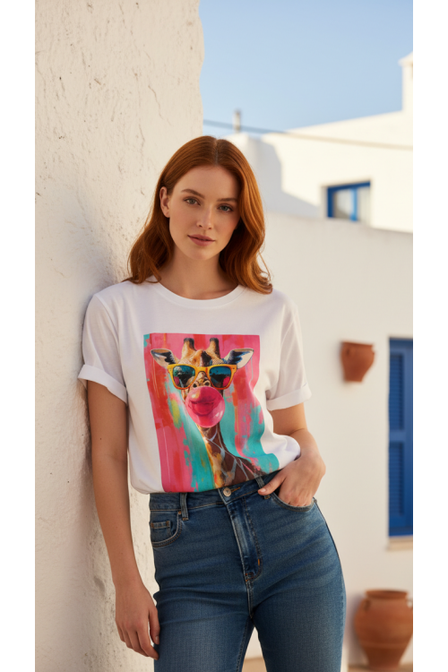 CAMISETA BLANCA JIRAFA