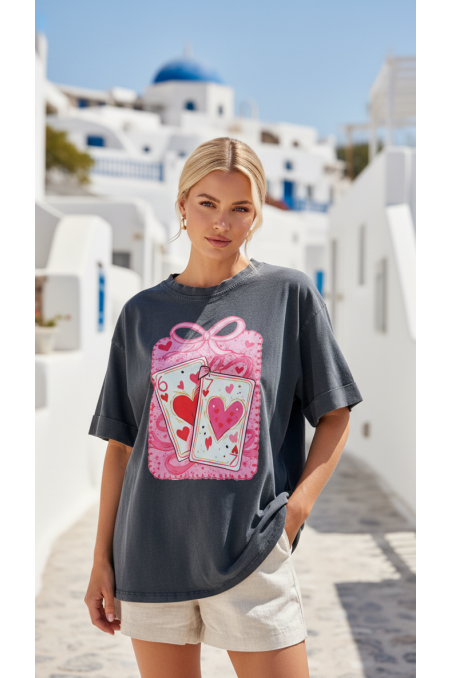 CAMISETA NEGRA CORAZONES