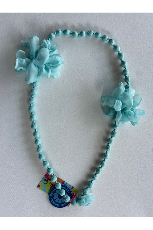 COLLAR BOLAS FLORES TURQUESA