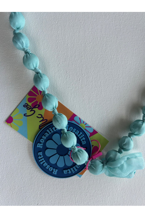 COLLAR BOLAS FLORES TURQUESA