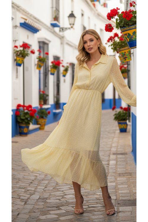 VESTIDO LUNARES AMARILLO