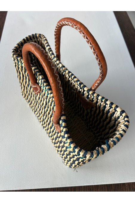 CESTO PEQUEÑO BEIGE AZUL