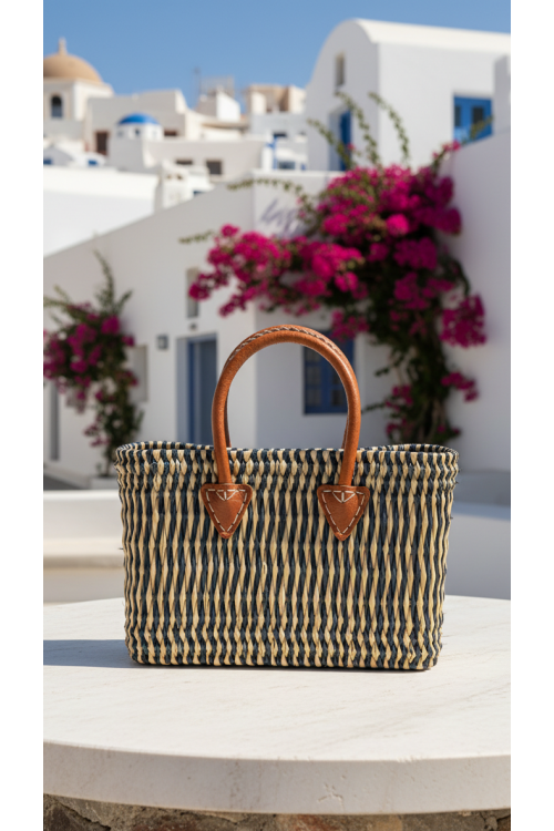 CESTO PEQUEÑO BEIGE AZUL